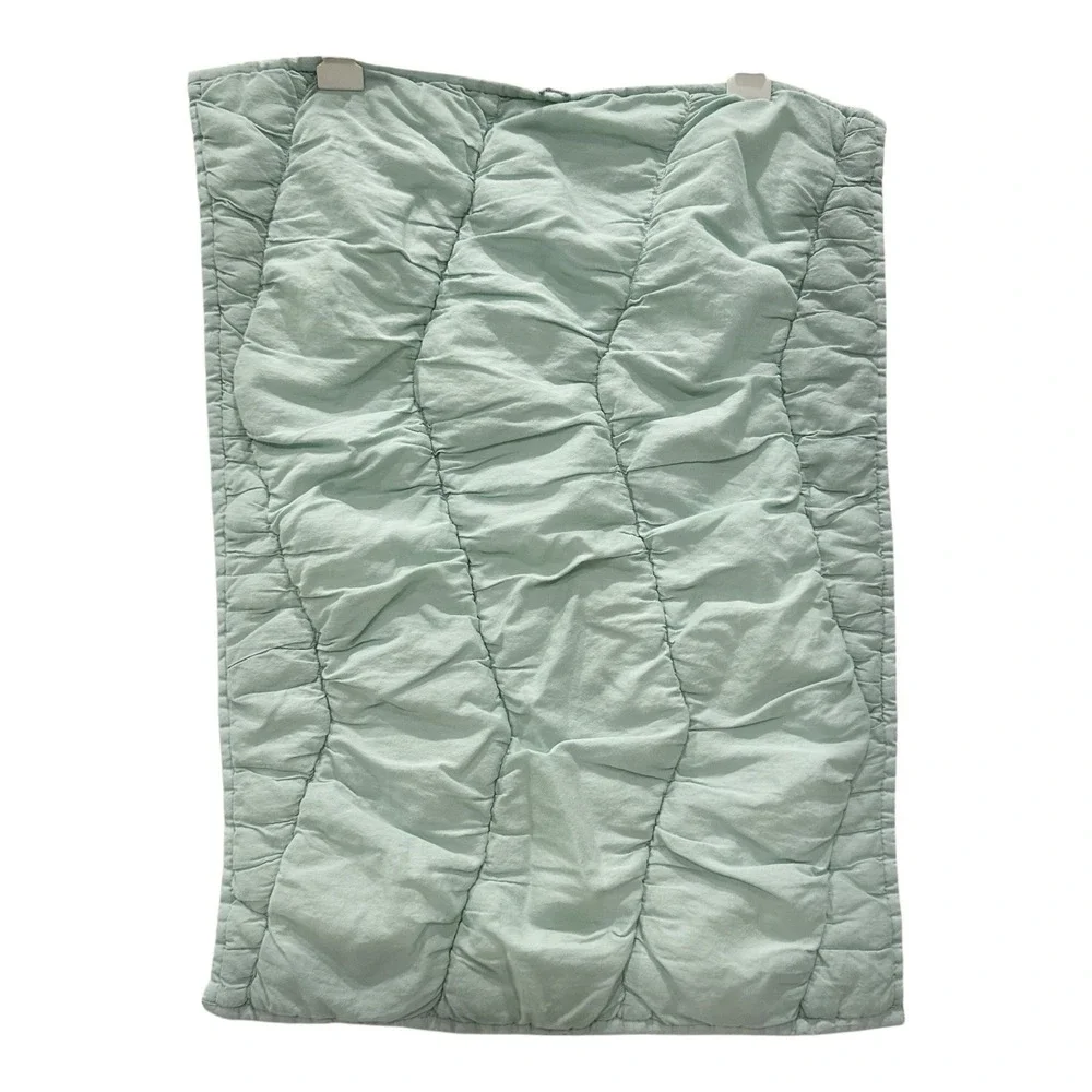 WEST ELM Nora Ruched Quilted Light Pool Green Standard Pillow Sham 26x20 (ONE)